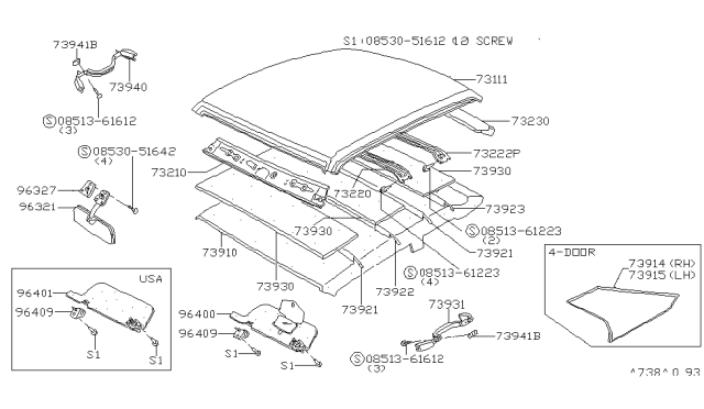 1981 Nissan Datsun 310 Roof Trimming Diagram 2