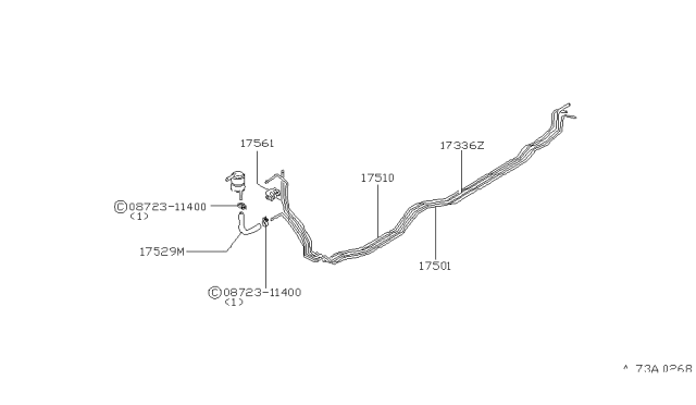 1980 Nissan Datsun 310 Tube Fuel SUC Diagram for 17502-M6619