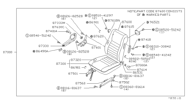 1980 Nissan Datsun 310 Front Seat Diagram 8