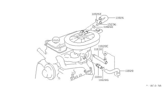 1980 Nissan Datsun 310 Pipe Connector Diagram for 11830-M4900