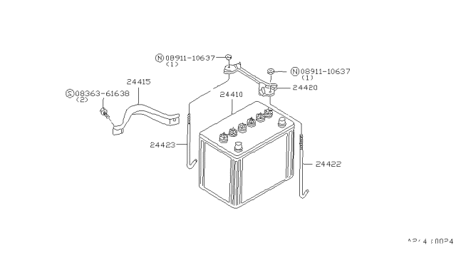 1981 Nissan Datsun 310 Battery & Battery Mounting Diagram 2