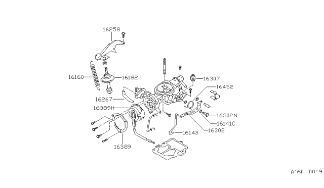 1979 Nissan Datsun 310 Cover THERMOSTAT Diagram for 16389-M6610