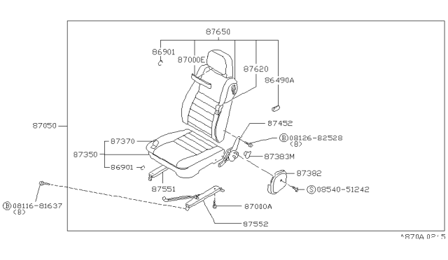 1980 Nissan Datsun 310 Front Seat Diagram 5