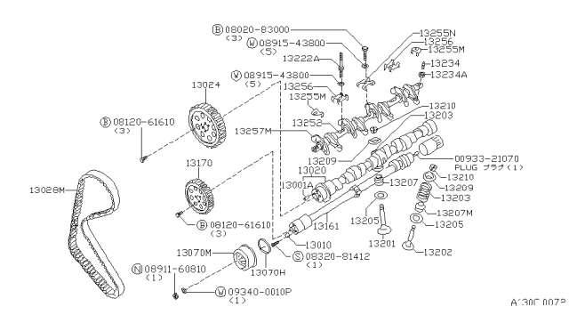 1981 Nissan Datsun 310 Plate-Locating Diagram for 13010-18001