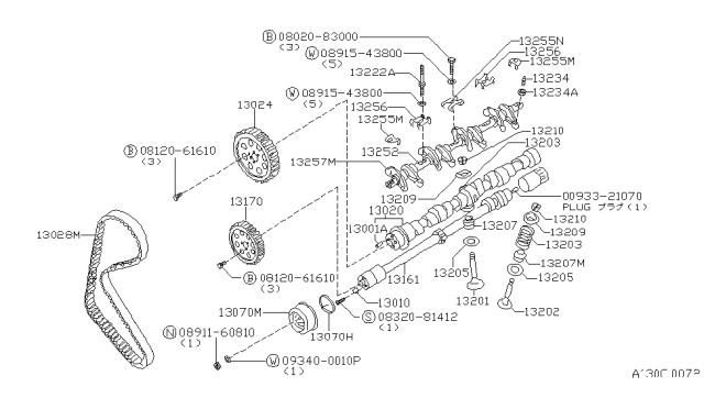 1980 Nissan Datsun 310 Camshaft & Valve Mechanism Diagram 3