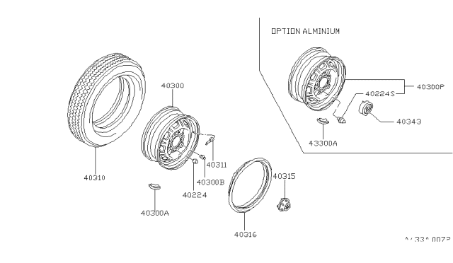 1979 Nissan Datsun 310 Road Wheel Nut Diagram for 40224-M7500