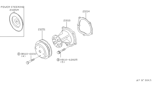 1980 Nissan Datsun 310 Water Pump, Cooling Fan & Thermostat Diagram 3