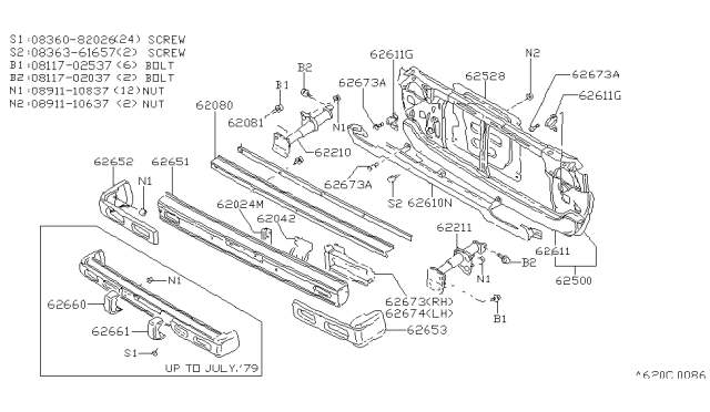 1979 Nissan Datsun 310 Front Bumper Diagram 1