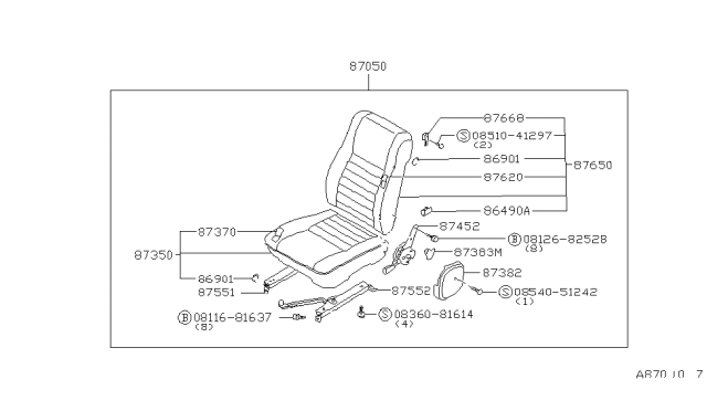 1982 Nissan Datsun 310 Front Seat Diagram 3