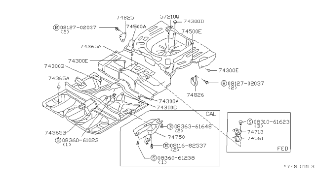 1981 Nissan Datsun 310 Floor Fitting Diagram 1