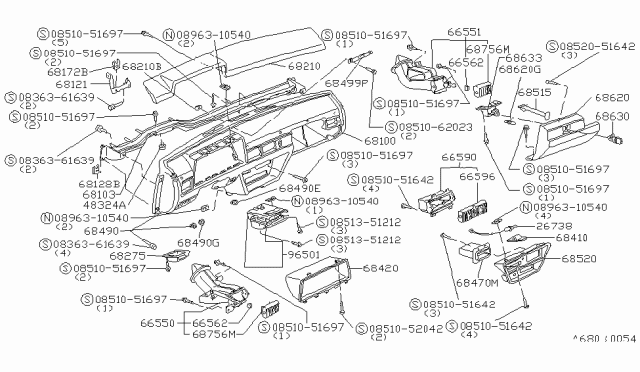 1981 Nissan Datsun 310 Instrument Panel,Pad & Cluster Lid Diagram 1