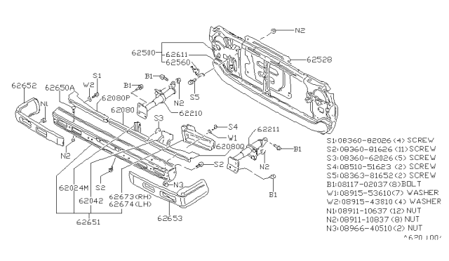 1981 Nissan Datsun 310 ABSORBER Front RH Diagram for 62210-M6602