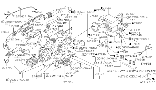 1981 Nissan Datsun 310 Control A/C ASY Diagram for 27030-M6663