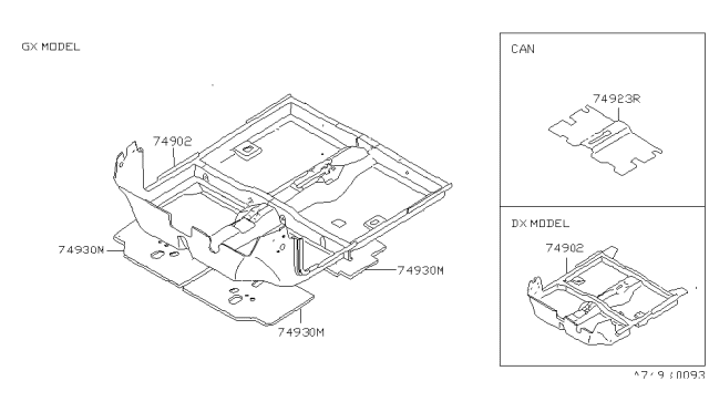 1980 Nissan Datsun 310 Floor Trimming Diagram 2