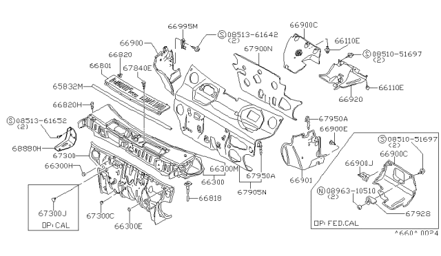 1982 Nissan Datsun 310 COWL Top Diagram for 66300-M7800