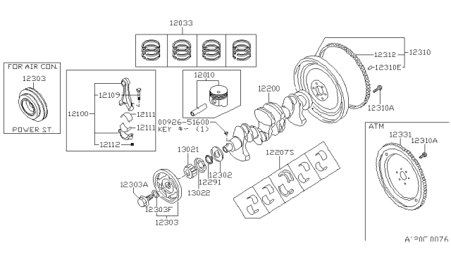 1982 Nissan Datsun 310 Piston,Crankshaft & Flywheel Diagram 3