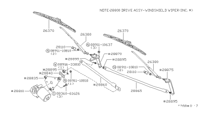 1982 Nissan Datsun 310 Pivot Assembly N02 Diagram for 28880-M7610