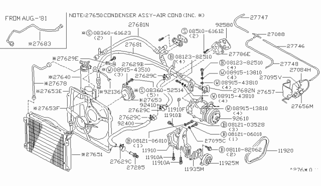 1981 Nissan Datsun 310 IDLER PULLY Diagram for 11925-M6660