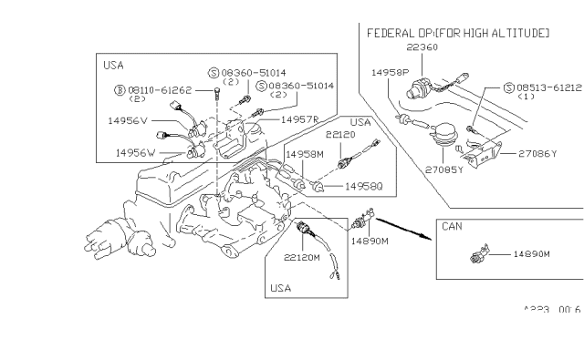 1981 Nissan Datsun 310 Switch Assembly Water Diagram for 22120-H8900