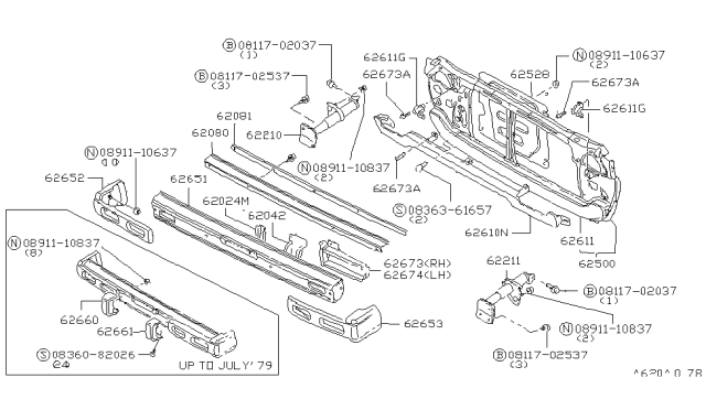 1979 Nissan Datsun 310 Front Bumper Diagram 2