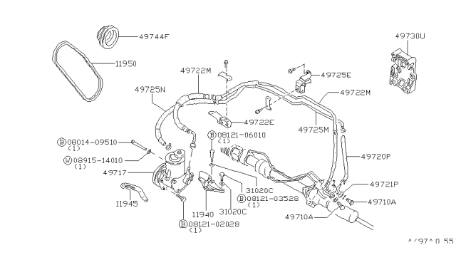 1981 Nissan Datsun 310 Bracket Power Steering Diagram for 11940-11M01