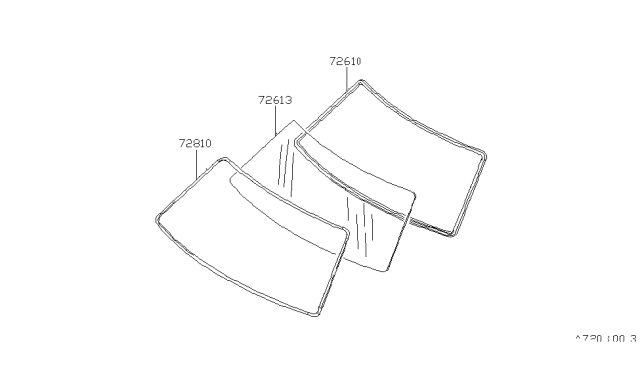 1981 Nissan Datsun 310 Moulding Set-Windshield Diagram for 72750-M7000