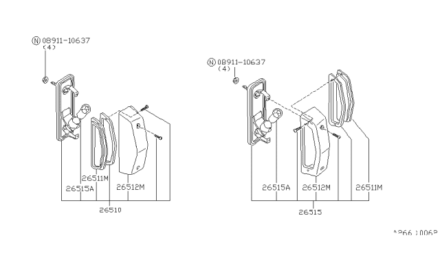 1980 Nissan Datsun 310 Lens Licence Plate Diagram for 26511-M6410