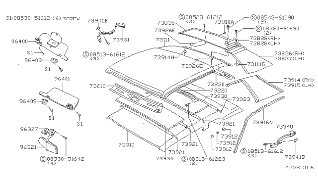 1982 Nissan Datsun 310 Mirror Inside Diagram for 96321-M7200