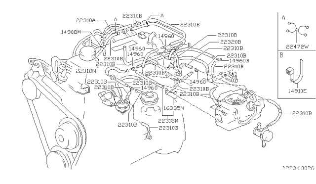 1981 Nissan Datsun 310 Engine Control Vacuum Piping Diagram 10