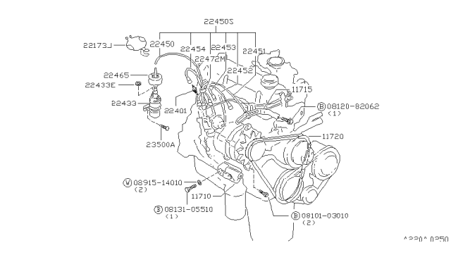 1979 Nissan Datsun 310 Bolt Diagram for 08131-05510