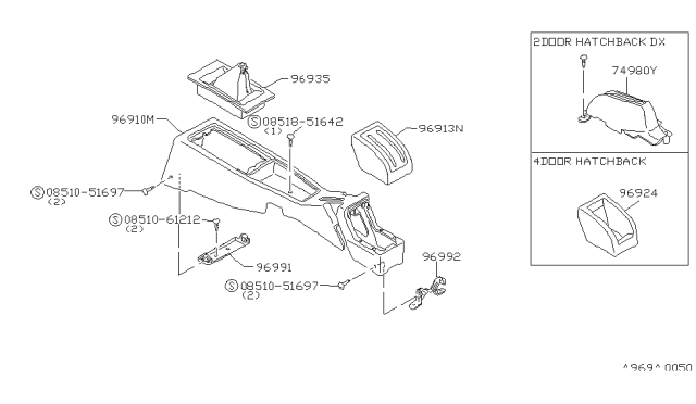 1980 Nissan Datsun 310 Pocket-Console Diagram for 96920-M7100