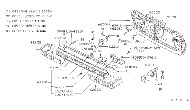 1980 Nissan Datsun 310 Front Bumper Diagram 4