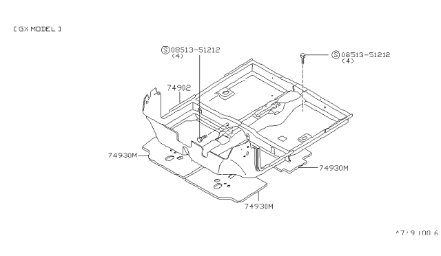 1980 Nissan Datsun 310 Floor Trimming Diagram 1