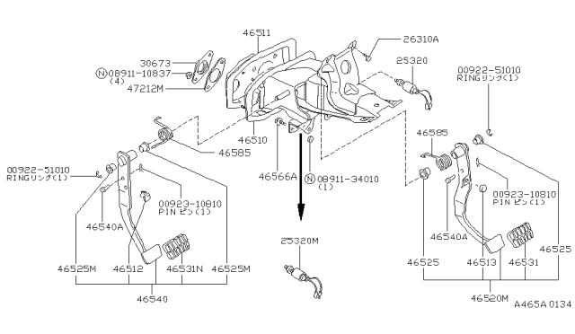 1980 Nissan Datsun 310 Stop Light Switch Diagram for 25320-H1000