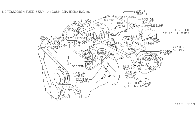 1980 Nissan Datsun 310 Tube-Vacuum Diagram for 22310-H7203