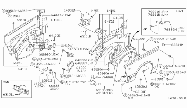 1982 Nissan Datsun 310 Front Fender & Fitting Diagram 4