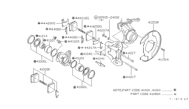 1981 Nissan Datsun 310 CALIPER Front LH Diagram for 41010-M6600