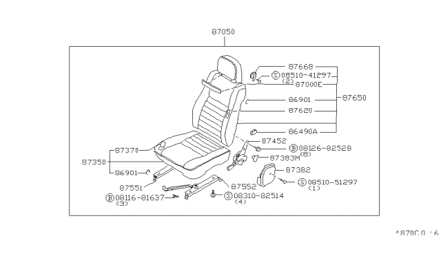 1981 Nissan Datsun 310 Cushion-LH-Red Diagram for 87350-M2607