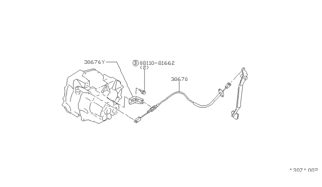 1981 Nissan Datsun 310 Clutch Cable Diagram for 30670-M7862