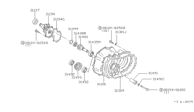 1982 Nissan Datsun 310 Governor,Power Train & Planetary Gear Diagram 1