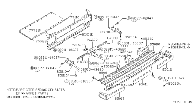 1980 Nissan Datsun 310 Rear Bumper Diagram 4