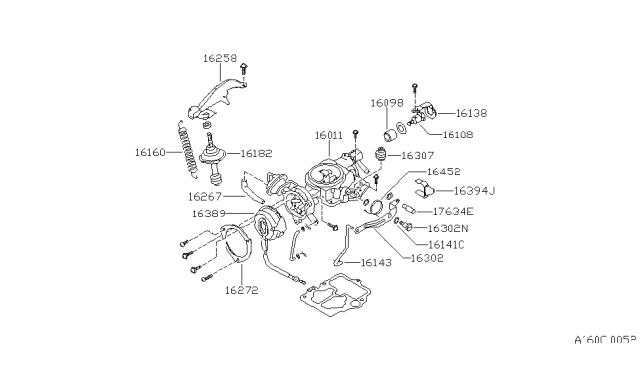 1981 Nissan Datsun 310 Cover THERMOSTAT Diagram for 16389-M4960
