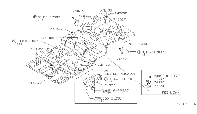 1982 Nissan Datsun 310 Floor Fitting Diagram 2