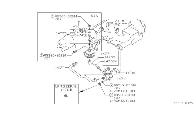 1982 Nissan Datsun 310 EGR Parts Diagram 3