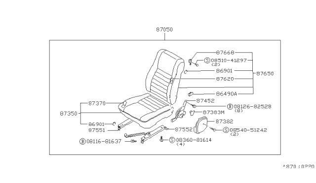 1981 Nissan Datsun 310 Front Seat Diagram 6