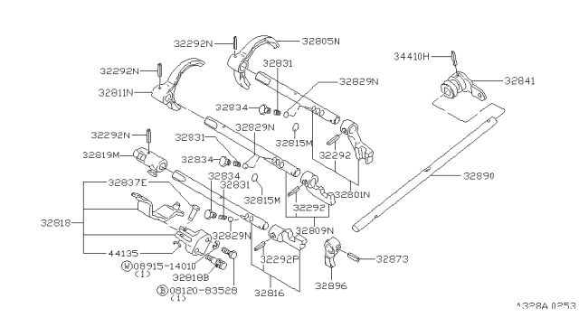 1979 Nissan Datsun 310 Transmission Shift Control Diagram 1