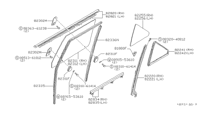 1980 Nissan Datsun 310 WEATHERSTRIP Rear L Diagram for 82835-M7000