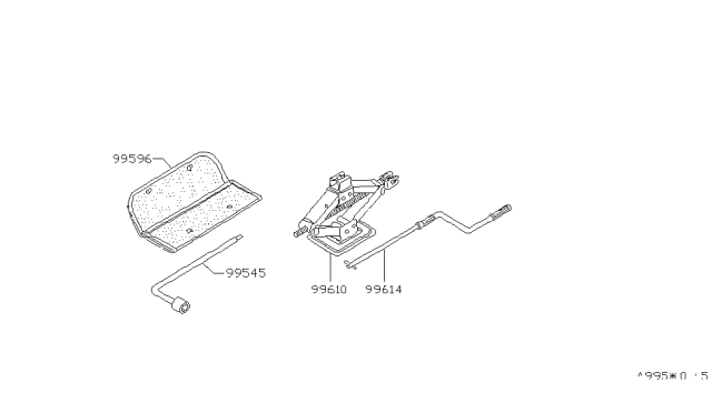 1980 Nissan Datsun 310 Jack Handle Diagram for 99553-M3001