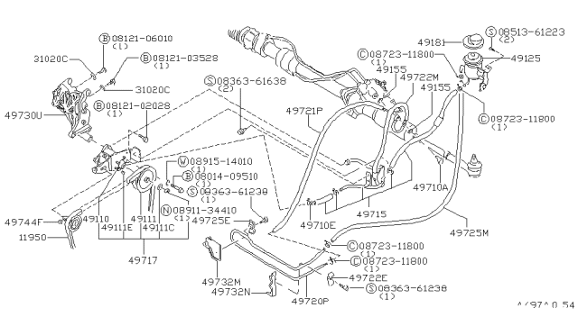 1980 Nissan Datsun 310 Tank Assy-Reservoir Diagram for 49115-M6460