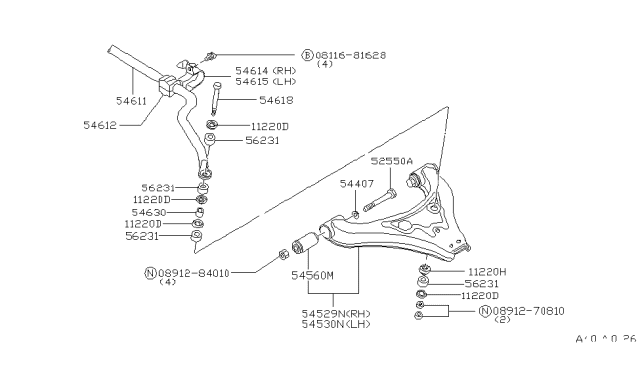 1982 Nissan Datsun 310 Bush Assembly Diagram for 54504-M7001